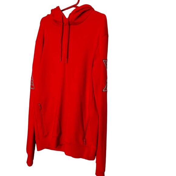 Armani Exchange Red A x E Patches Elbow Hooded Sweatshirt Size Small - Picture 1 of 9